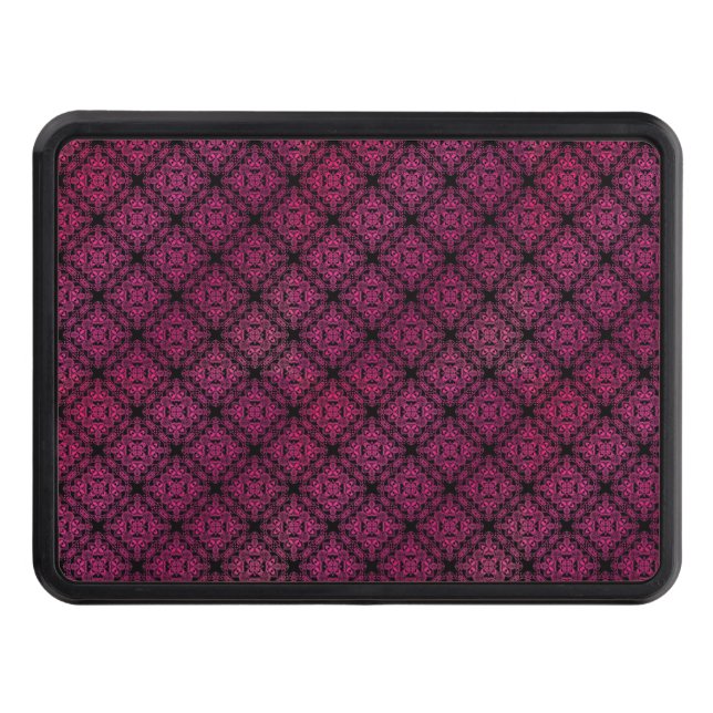 Pink Damask Medallion Pattern Hitch Cover (Front)