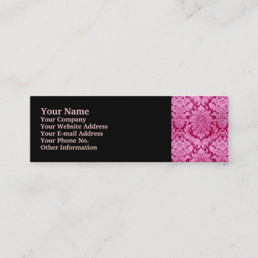 Customizable PINK DAMASK BUSINESS CARD TEMPLATE