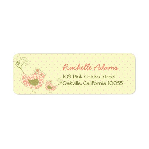 Pink Damask Mommy  Baby Girl Birds Chic Address Label