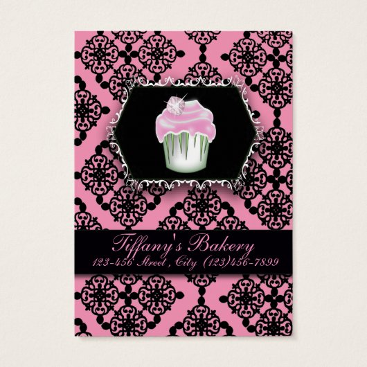 pink damask pastry chef baker bakery cupcake (Back)