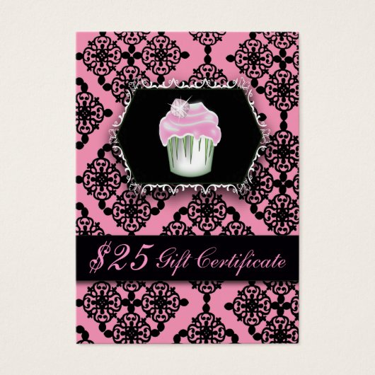 pink damask pastry chef baker bakery cupcake (Front)