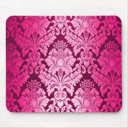 Pink Damask Pattern Mouse Pad