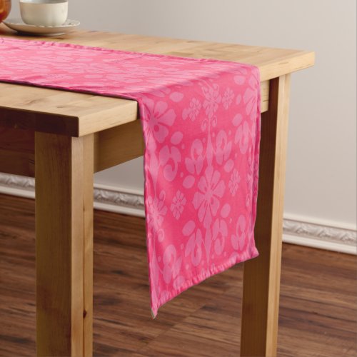 Pink Damask Pattern Short Table Runner