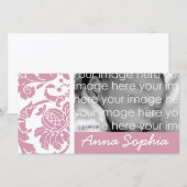 Pink Damask Photo Card (Front/Back)