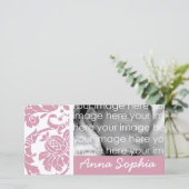 Pink Damask Photo Card (Standing Front)