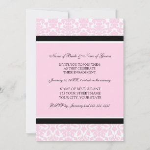 Pink Damask Photo Engagement Party Invitations