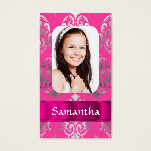 Pink damask photo template (Front)