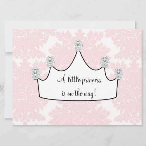 Pink Damask Princess Baby Girl Shower Invitation