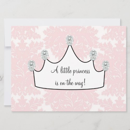 Pink Damask Princess Baby Girl Shower Invitation