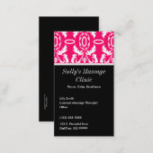 Pink Damask Profile Business Card (Front/Back)