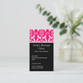 Pink Damask Profile Business Card (Standing Front)