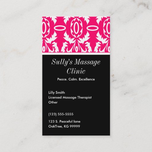Customizable Pink Damask Profile Business Card