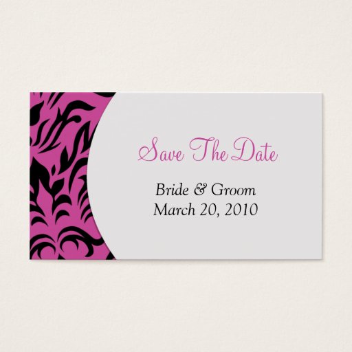Customizable Pink Damask Save The Date Business Cards