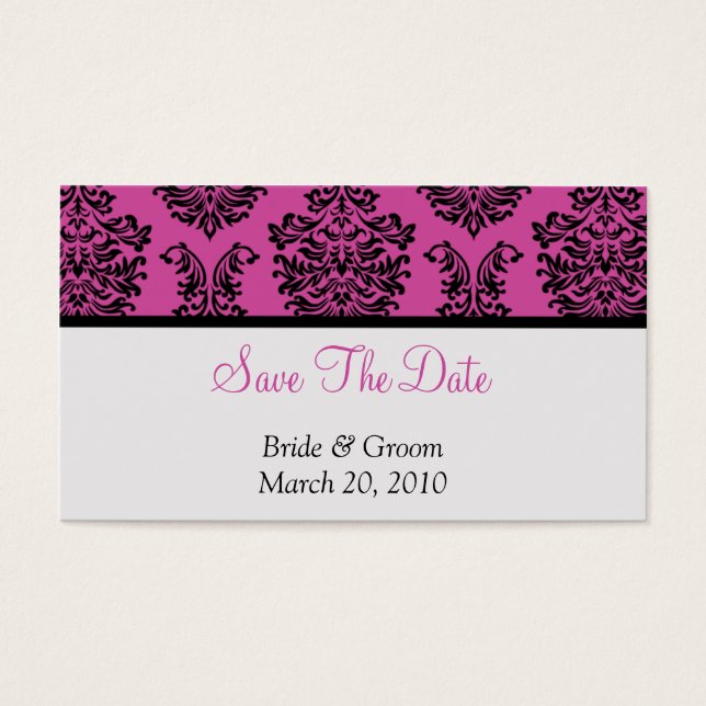 Pink Damask Save The Date (Front)