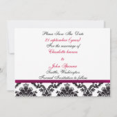 pink damask Save the date (Back)