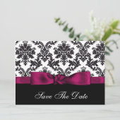 pink damask Save the date (Standing Front)
