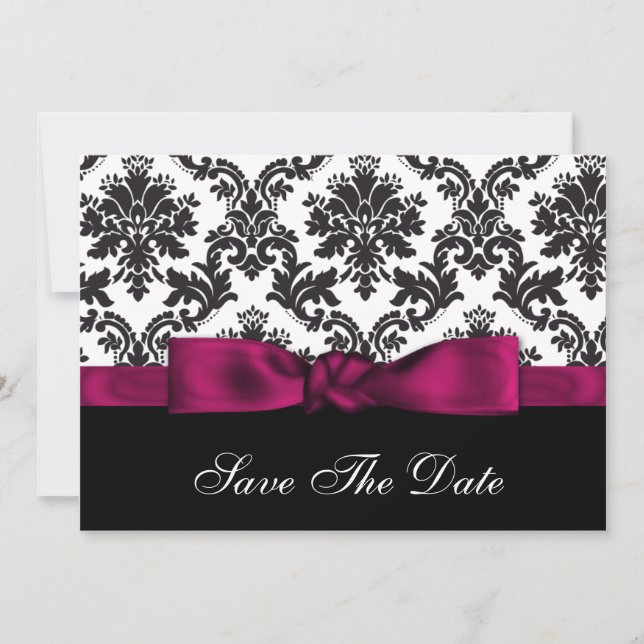 pink damask Save the date (Front)