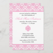 Pink Damask Sweet Sixteen Invitations (Front/Back)