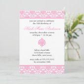 Pink Damask Sweet Sixteen Invitations (Standing Front)