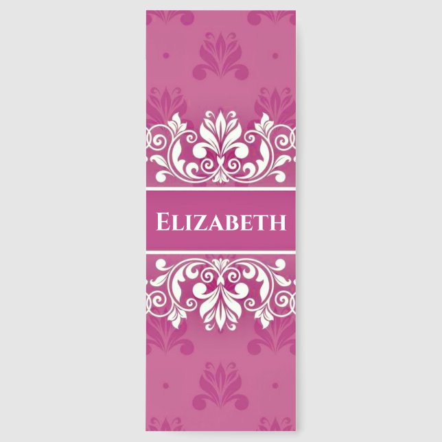Pink Damask swirl Congratulations Card Bookmarks (Front)