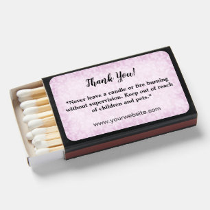 Pink Damask Thank You Complimentary Matchboxes