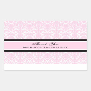 Pink Damask Thank You Wedding Favor Tags