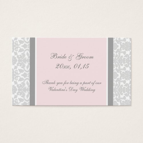 Pink Damask Valentine's Day Wedding Favor Tags Business Card Template