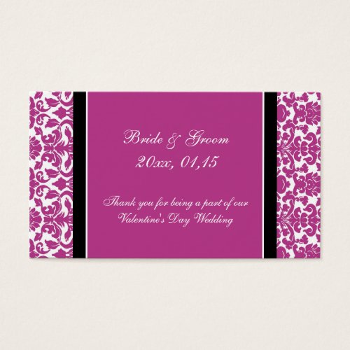 Pink Damask Valentine's Day Wedding Favor Tags Business Card Templates
