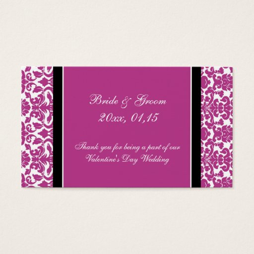 Customizable Pink Damask Valentine's Day Wedding Favor Tags Business Card Templates