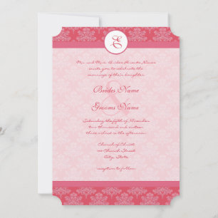 Pink Damask Wedding Invitation