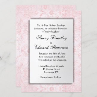 Pink Damask Wedding Invitation