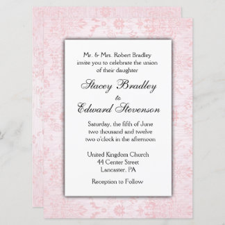 Pink Damask Wedding Invitation