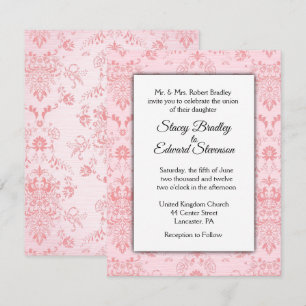 Pink Damask Wedding Invitation