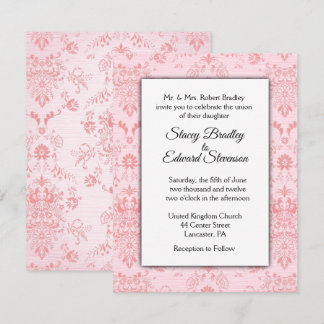 Pink Damask Wedding Invitation