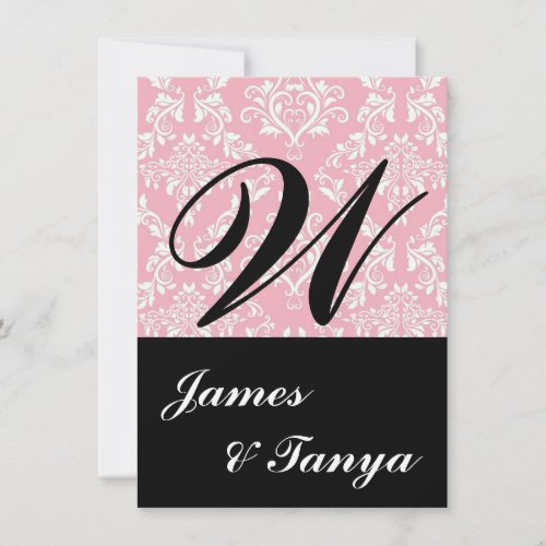 Pink Damask Wedding or Anniversary Invitation