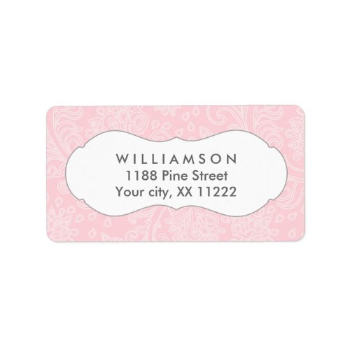 Pink damask wedding or baby bridal shower label