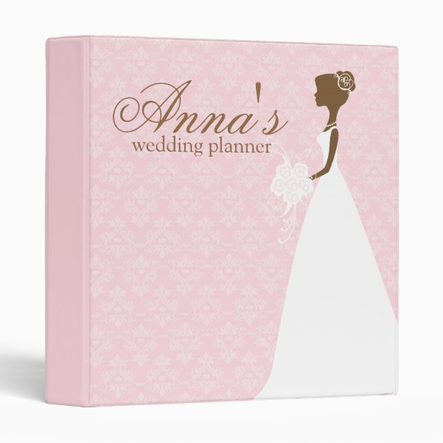 Pink Damask Wedding Planner Binder (Front/Spine)