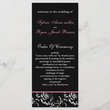 pink damask Wedding program