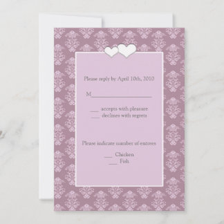 Pink Damask Wedding RSVP Notes Cards