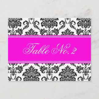 Pink Damask Wedding Table Number
