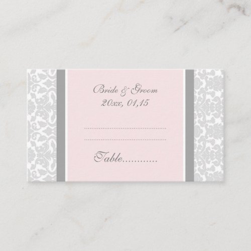 Pink Damask Wedding Table Place Setting Cards