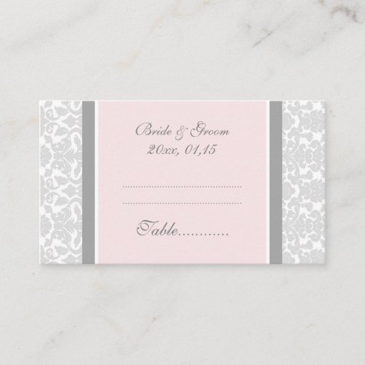 Customizable Pink Damask Wedding Table Place Setting Cards Business Cards