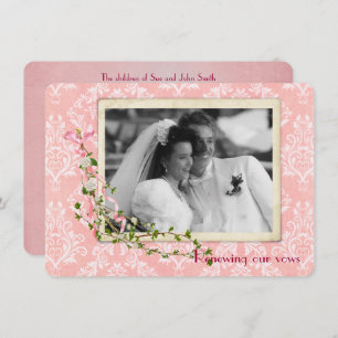 Pink Damask Wedding Vow Renewal Invitation