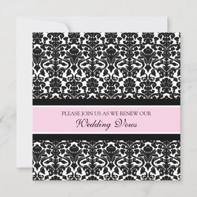 Pink Damask Wedding Vow Renewal Invitations (Front)