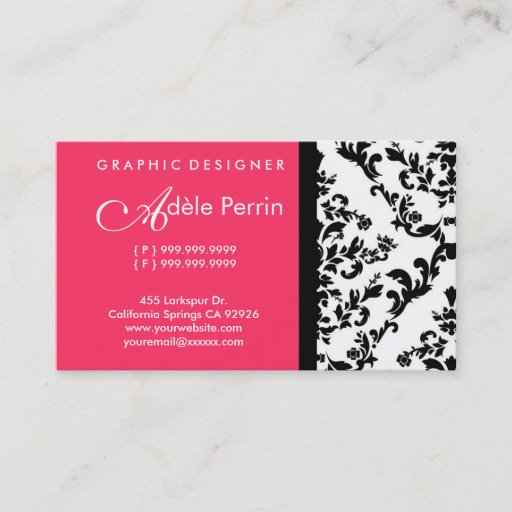 Customizable Pink DamaskBusiness card