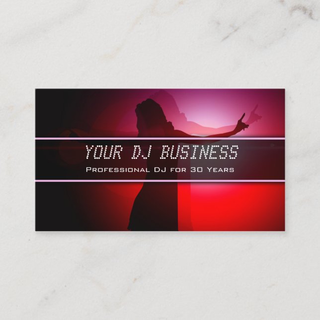 Pink Dance Party - Professional DJ Business Card (Front)