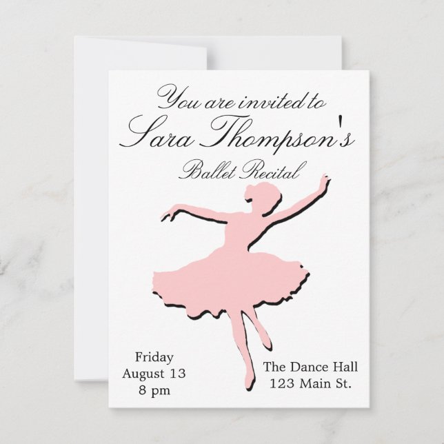 Pink Dance Recital Invitation (Front)