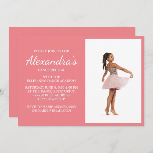 Pink Dance Recital Photo Invite