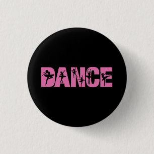 Pink DANCE with Ballerina Cutouts Button