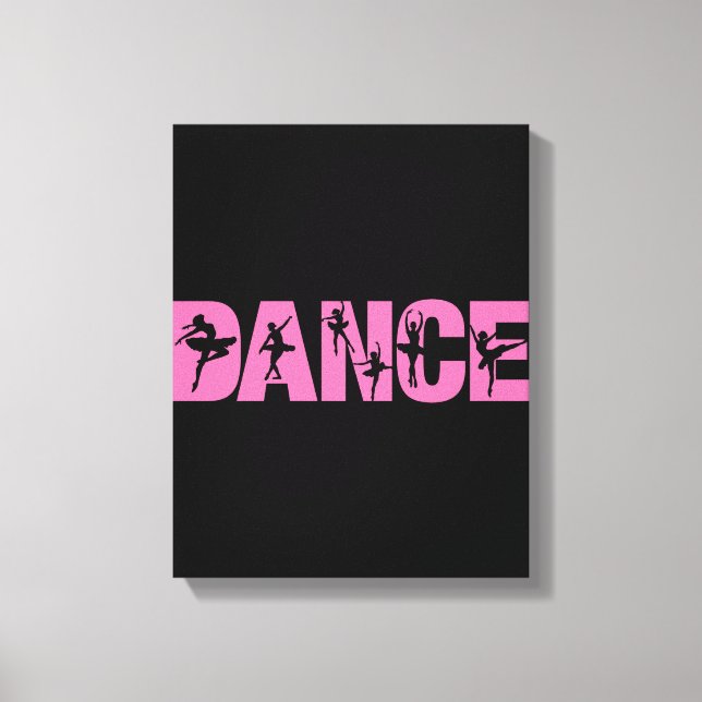 Pink DANCE with Ballerina Cutouts Canvas Print (Front)